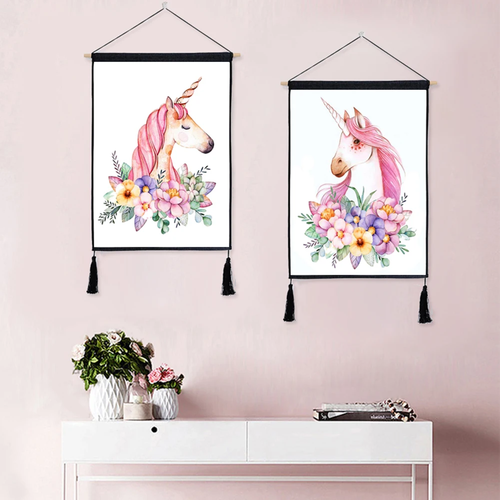 Настенный свиток гобелен Единорог цветок домашний художественный Декор