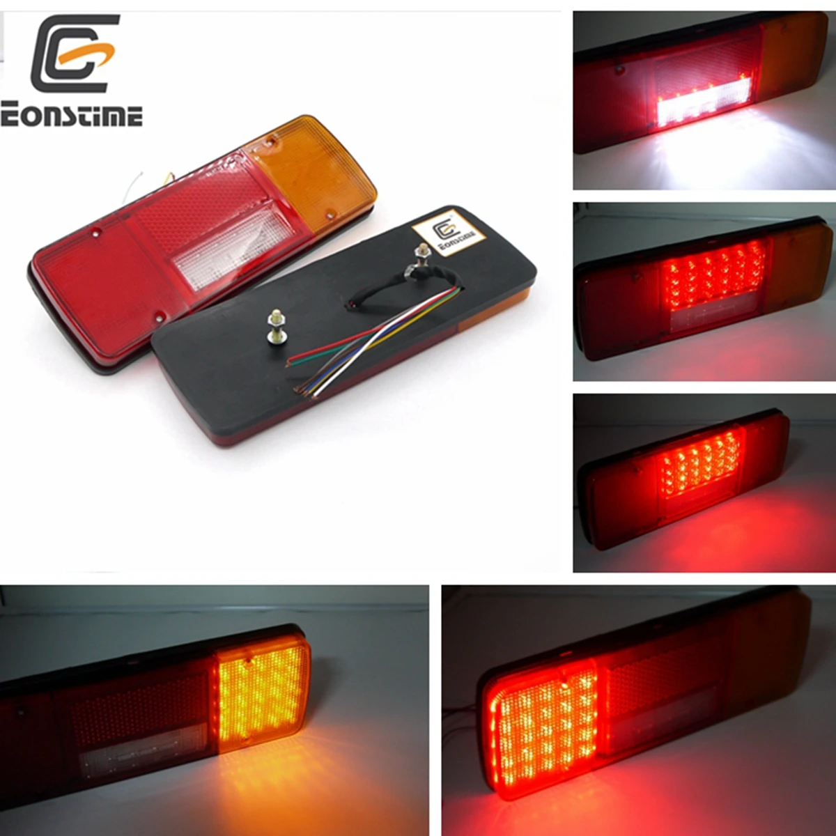 

Eonstime 2PCS 12V/24V 92LED Trailer Truck LED Tail Light Lamp Yacht Car-Trailer Taillight Reversing Running Brake Turn Lights