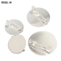 regelin high qualtity 10 pcs 20mm25mm 30mm round blank tray settings silver color flat brooch base diy jewelry findings