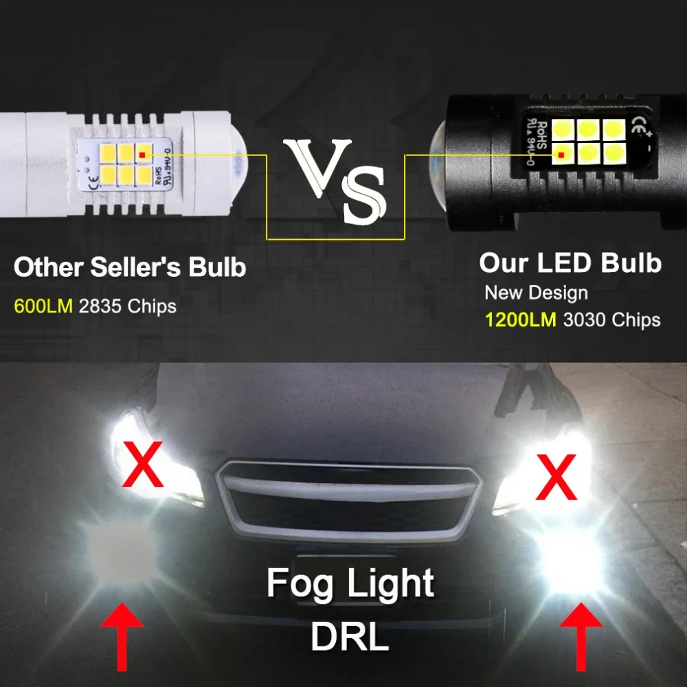 2pcs Fog Light H7 LED 1200Lm Car Lights Auto Bulbs 21SMD 3030 White Daytime Running DRL 6000K 12V Driving Lamps | Автомобили и