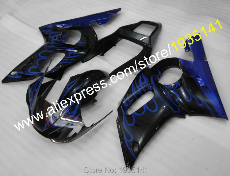 Для Yamaha Обтекатели bYZF R6 капот 1998 1999 2000 2001 2002 YZF Синий Пламя YZFR6 черный корпус (литья