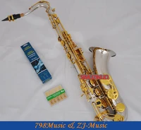 professional silver gold tenor saxophone high f sax with case metal mouthpiece