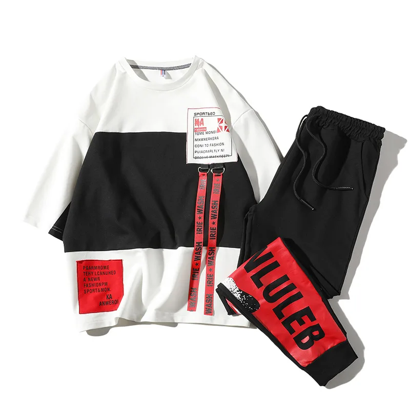 Костюм спортивный мужской короткий Повседневный с футболкой и штанами LBZ85 лето