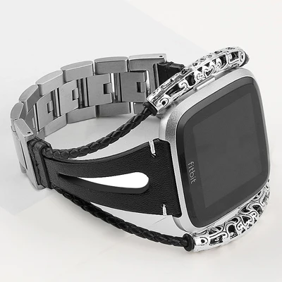 Для FitbitVersa ремешок из натуральной кожи ретро Досуг Женский браслет для Versa Lite Ремешки для наручных часов двойное кольцо Ретро ремешок на запястье - Цвет: 5