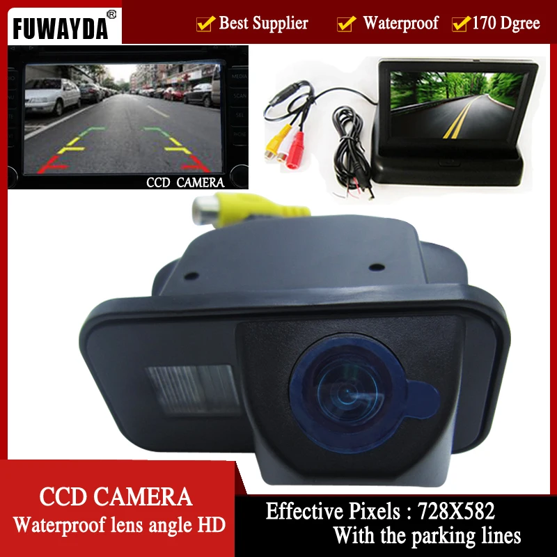 

FUWAYDA Color CCD Car Rear View Camera for TOYOTA Corolla Tarago Previa Wish Alphard,with 4.3 Inch foldable LCD TFT Monitor