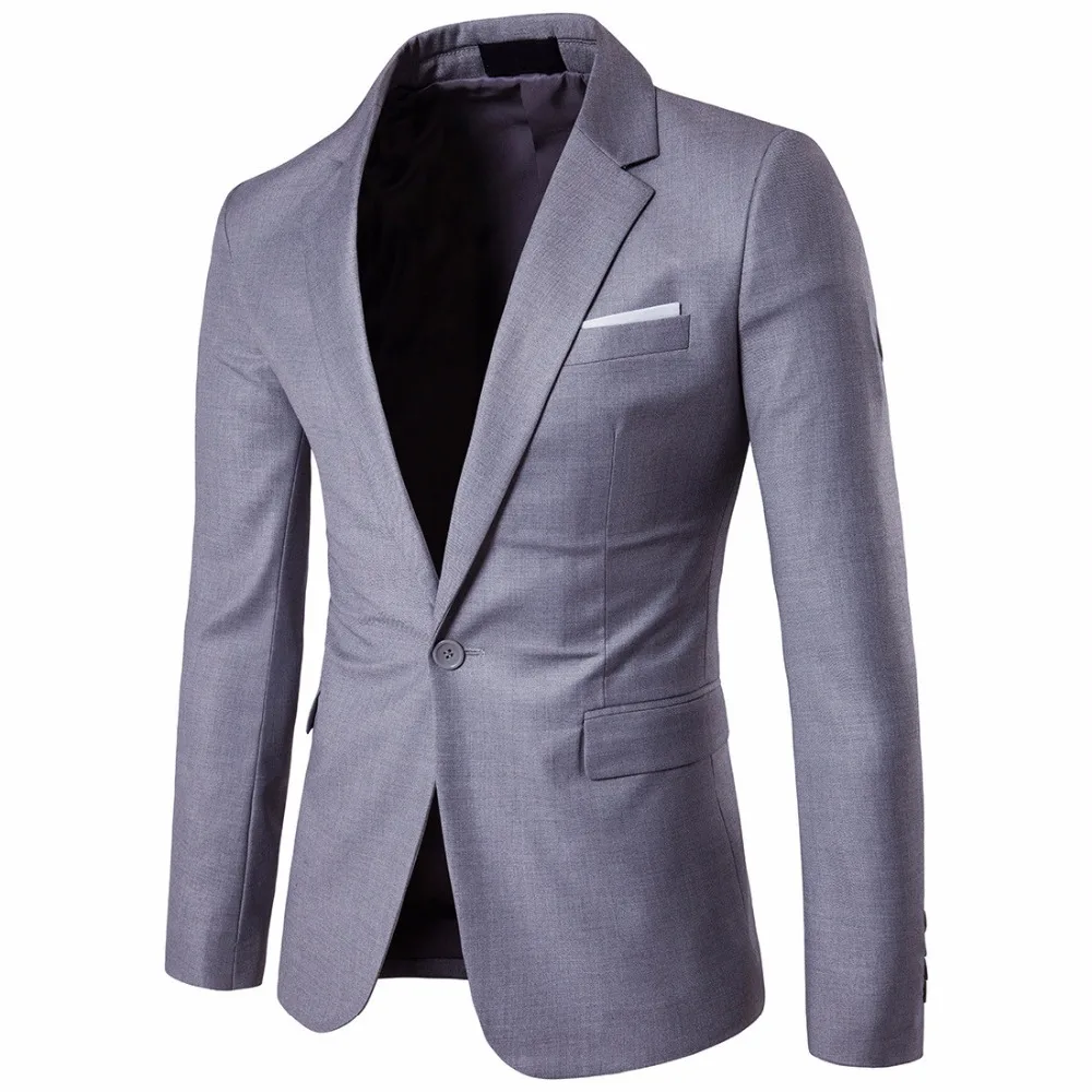 Мужские костюмы куртка One Button Slim Fit пальто лацканы Блейзер Бизнес ежедневно