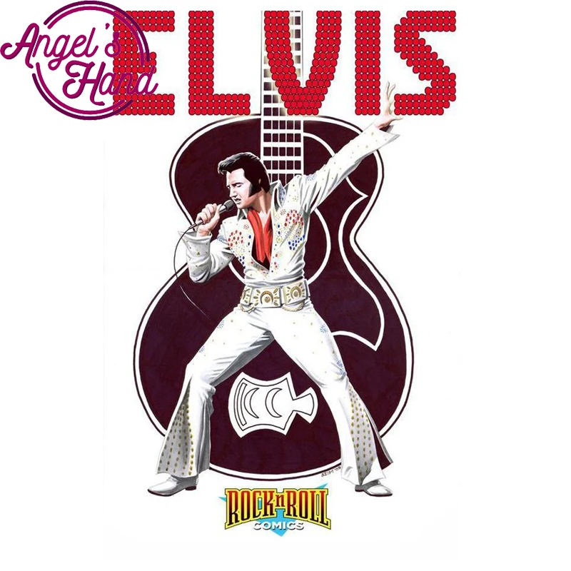 Алмазная живопись 5D сделай сам круглая алмазная elvis с кристаллами вышивка