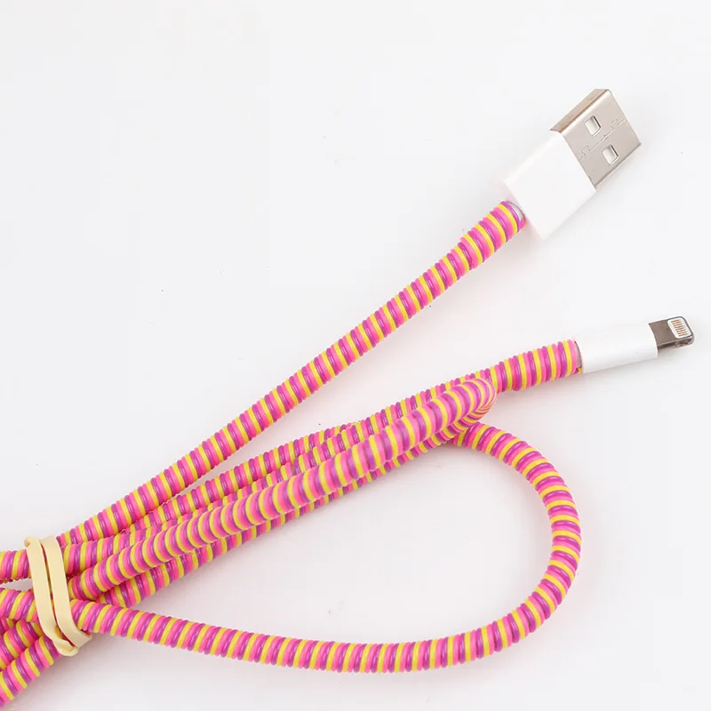 100 шт./лот три цвета 1 4 м тпу спиральный USB-кабель для зарядки протектор шнура