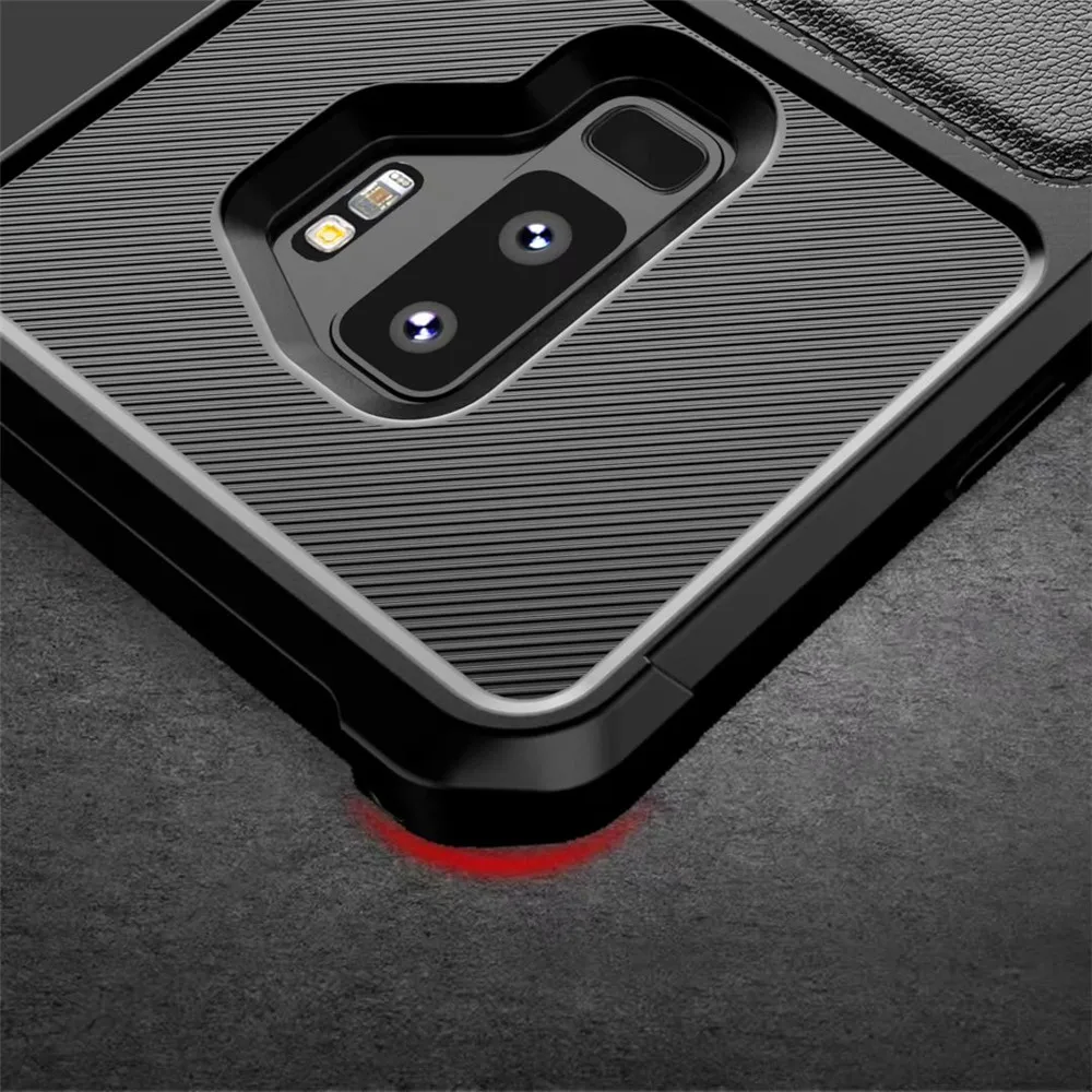 CBL For Samsung NOTE9 Case Flip Stand Fold PU Leather Card Holder Carbon Fiber Armor Cover S9 S9Plus Magnetic |