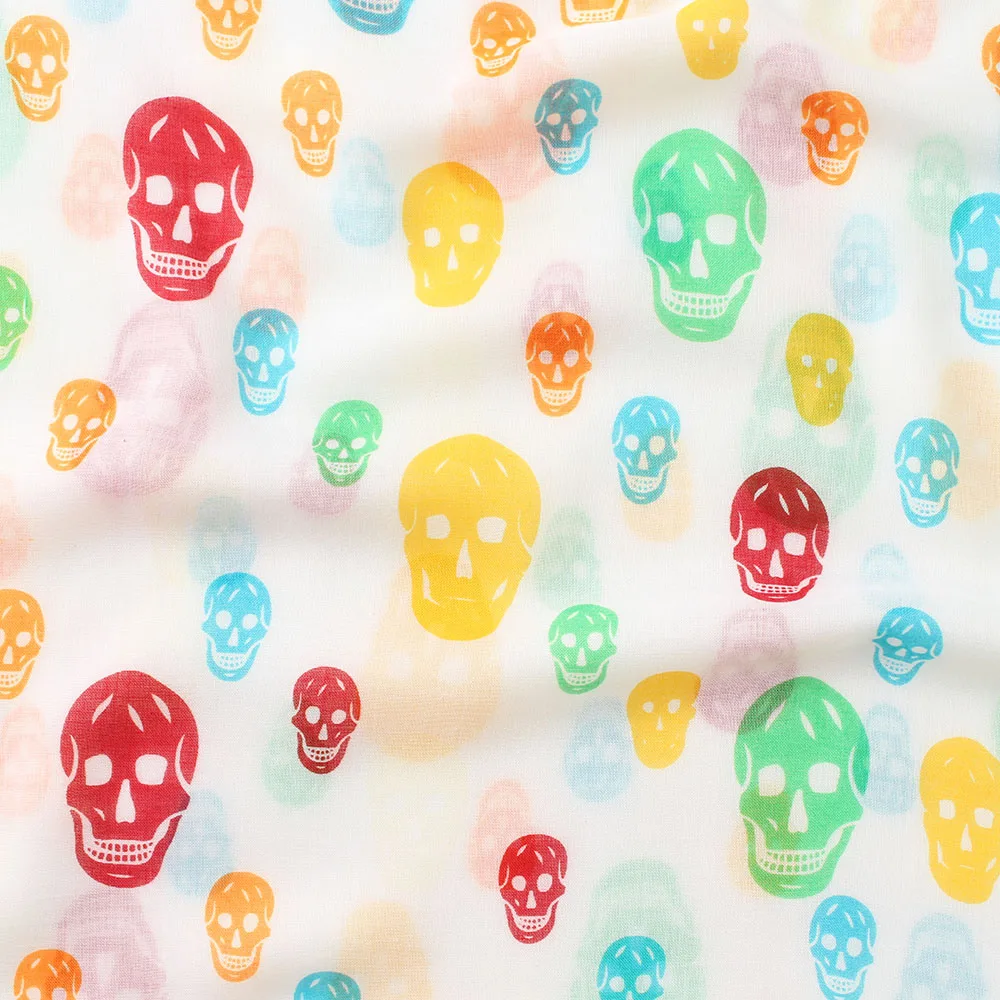 [BQACCES] цветной шарф с принтом черепа из хлопка и вискозы женские тонкие длинные