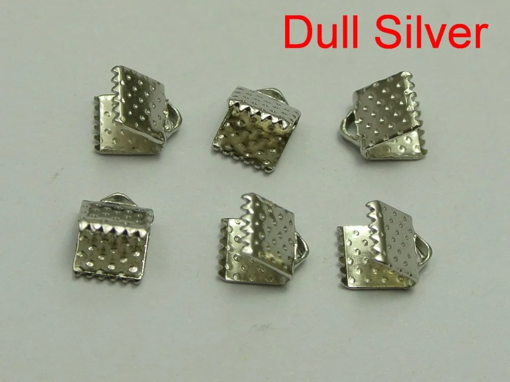 

200 Textured Silver-plate Tone Ribbon Necklace Cord End Caps Crimp Beads Tips 6X8mm