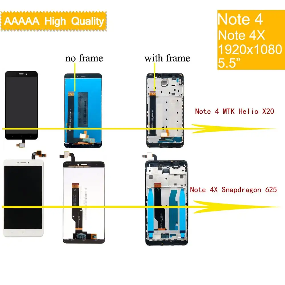 Оригинальный сенсорный ЖК экран для XIAOMI Redmi Note 4 MTK Helio X20 с рамкой в сборе Xiaomi 4X