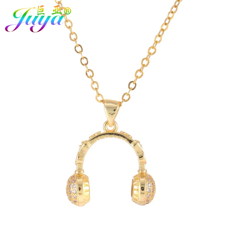 

New Arrival headset Jewelry Micro Pave Cubic Zirconia Earphone Shape Pendant Necklaces For Women Handmade Necklace