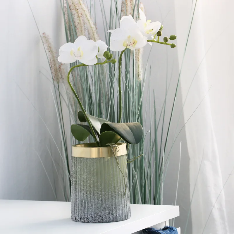 Европейское Золотое медное кольцо Зеленое матовое стекло вазы винтажная матовая