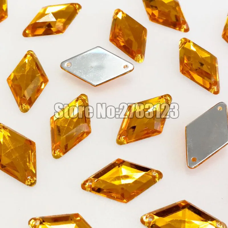 Golden yellow Стразы из акрила высокого качества с двумя отверстиями, аксессуары для одежды 9x15 мм 10x18 мм 14x24 мм 17x30 мм - Цвет: Golden yellow