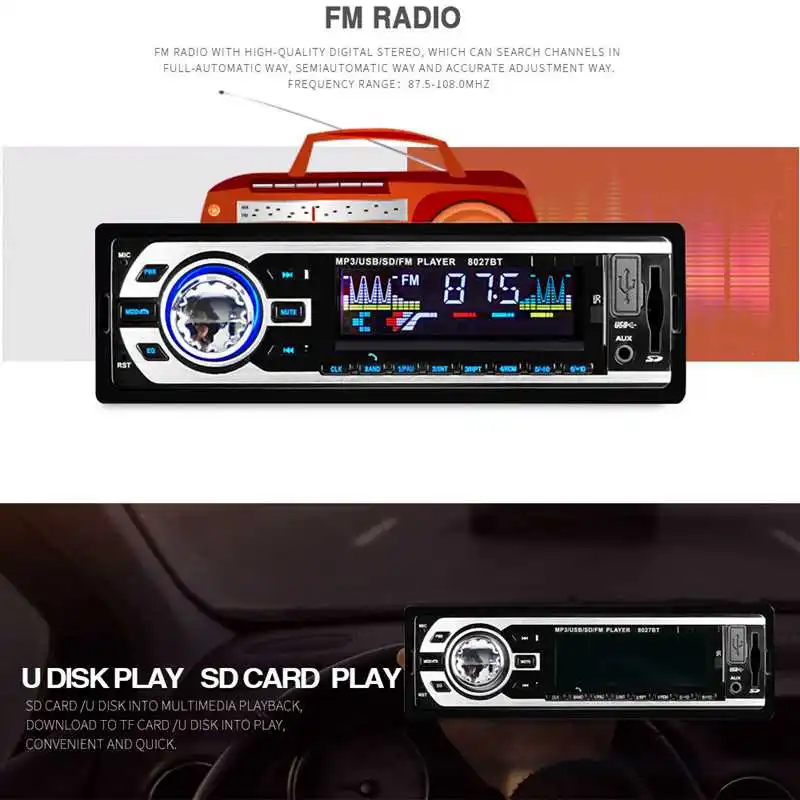 Автомобильный MP3-плеер/ЖК-дисплей Дисплей 12V 8027BT автомобиль радио mp3 Поддержка USB/SD/MMC карты памяти/FM/WMA/пульт дистанционного управления автомобиля радио MP3 плеер