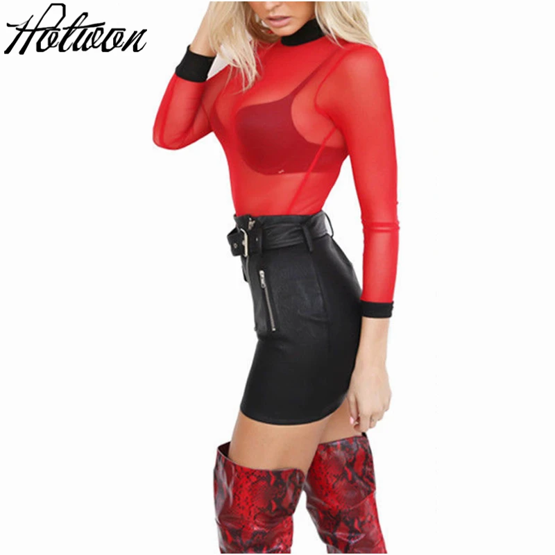 Сетчатая блузка полупрозрачные однотонные топы 2017 красные желтые тонкие женские