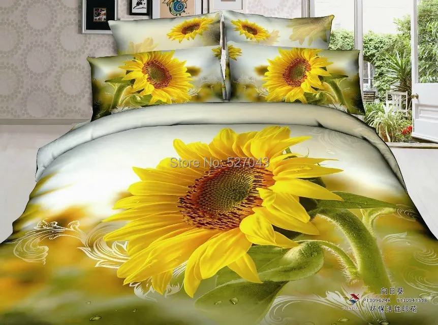 Подсолнух стиль роскошный 3D картина маслом печать 4 шт Полный/Королева