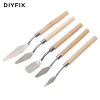 diyfix 5pcs palette scraper set spatula knives for artist oil painting knife tools stainless steel blade with wooden handle