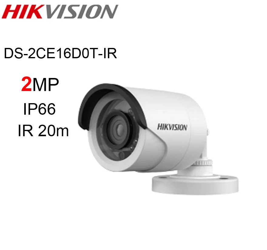 Hikvision DS 2CE16D0T IR 2MP HD1080P пуля ИК Камера 20 м расстояние IP66 всепогодный CCTV безопасности
