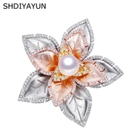 shdiyayun 2019 new pearl brooch for women flower brooches pins natural freshwater pearl fine jewelry accessories dropshipping
