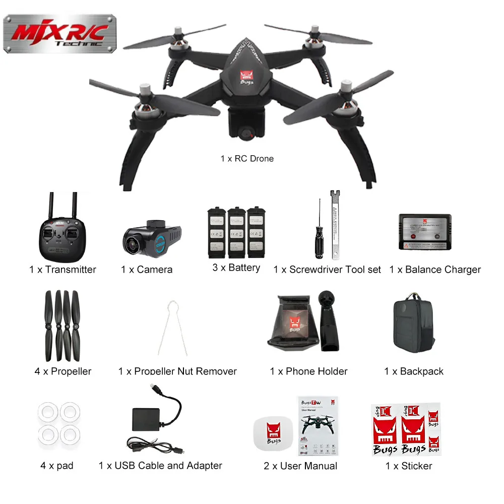 MJX Bugs 5W B5W gps Радиоуправляемый Дрон с Wi Fi FPV 1080P HD камерой автоматическим возвратом в