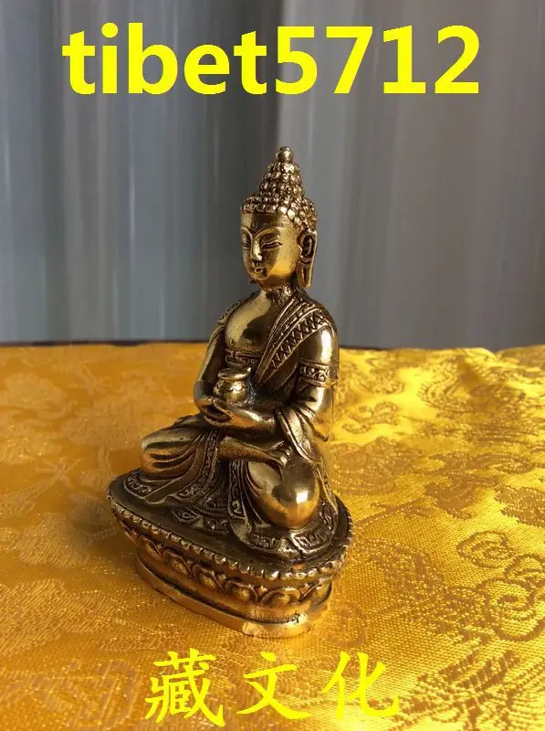 8 см высокая Китайская народная Храмовая бронзовая фигурка amitabha сидящий Будда на