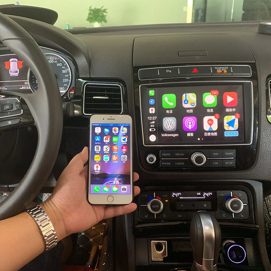 Joyeauto Wi-Fi Беспроводной Apple Carplay для Фольксваген Touareg 2010- 8 дюймов Android ваши зеркала и добавит позитива вашей поездке играть Поддержка спереди/сзади Камера