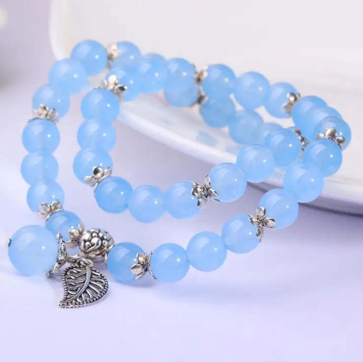 Браслеты с синими кристаллами 8 мм круглые бусины счастливый Тибетский женский