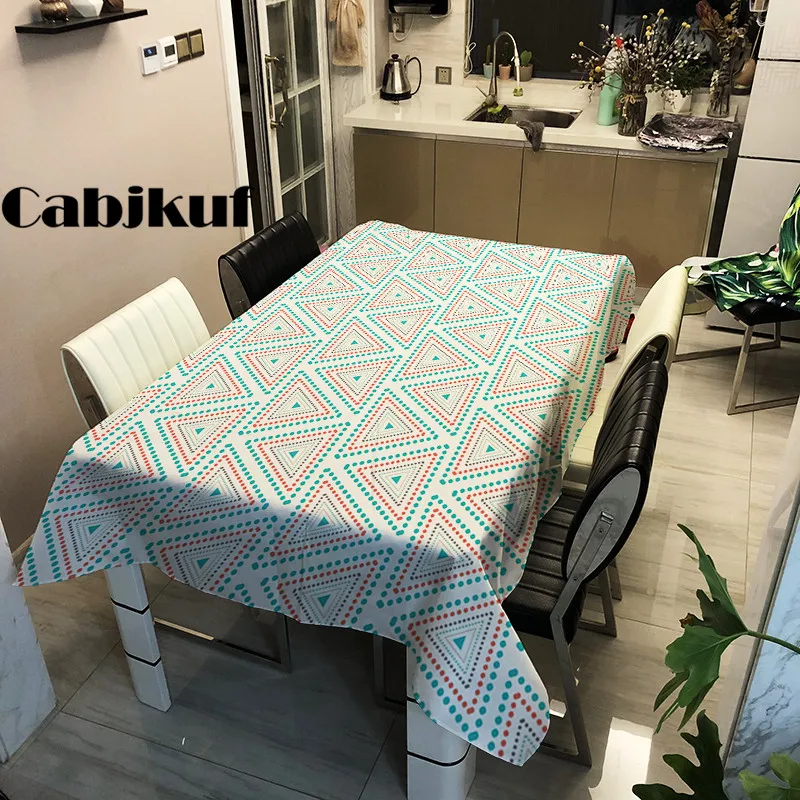 Льняная скатерть в стиле кантри с принтом полоску многофункциональная