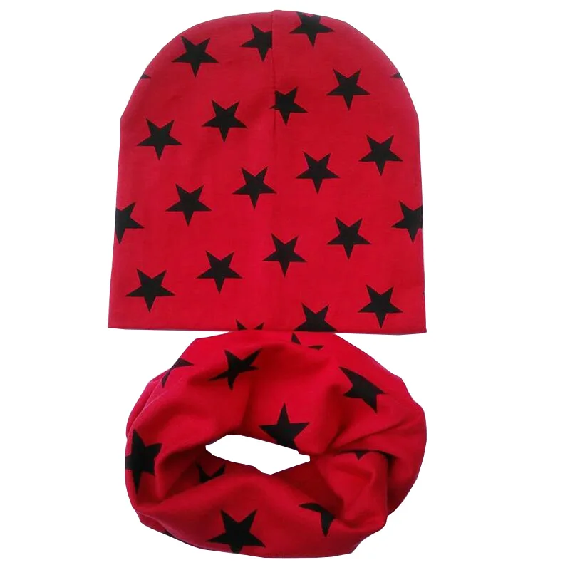 Red star set Осенне-зимний вязаный детский шарф, шапка, набор для девочек, шапка, шарф, набор, новая мода для мальчиков, Детский набор из шапки и шарфа - Цвет: Red star set