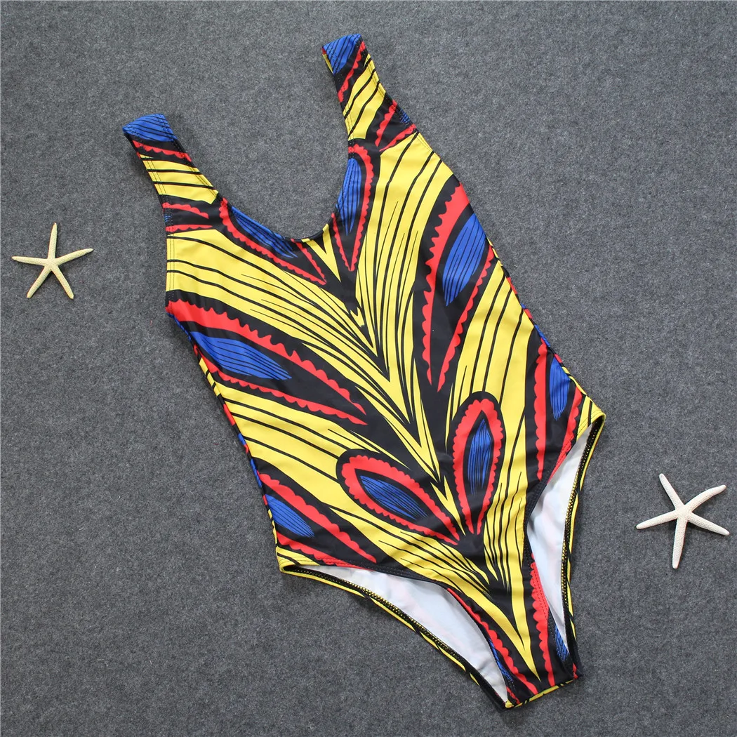 Maio Female Beach 2018 Bathers High Cut Swimsuit One-Piece Printed Swimwear Women Padded Bathing Suit Backless Bodysuit Maillot | Спорт и