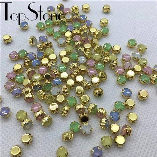 TopStone 5 мм 200 шт. круглая Смола пришить стразы, розовый, белый, зеленый, синий, желтый опал Цвета камень для пришивания в золоте схватка