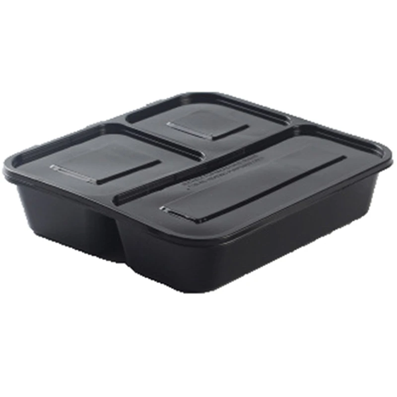 

Lunch Box Disposable Box Plastic Case Salad Tray Take-out Packaging Boxes Packing Tools Nontoxic Black Portioned Box Tools 25pcs