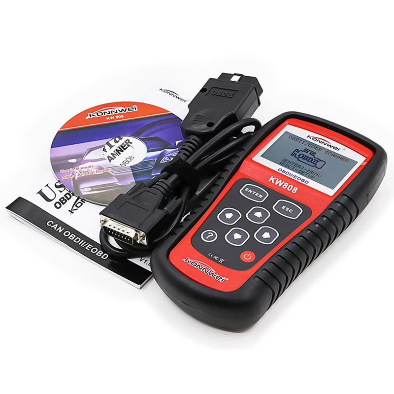 KONNWEI KW808 Универсальный Автомобильный OBDII считыватель кода EOBD сканер OBD2