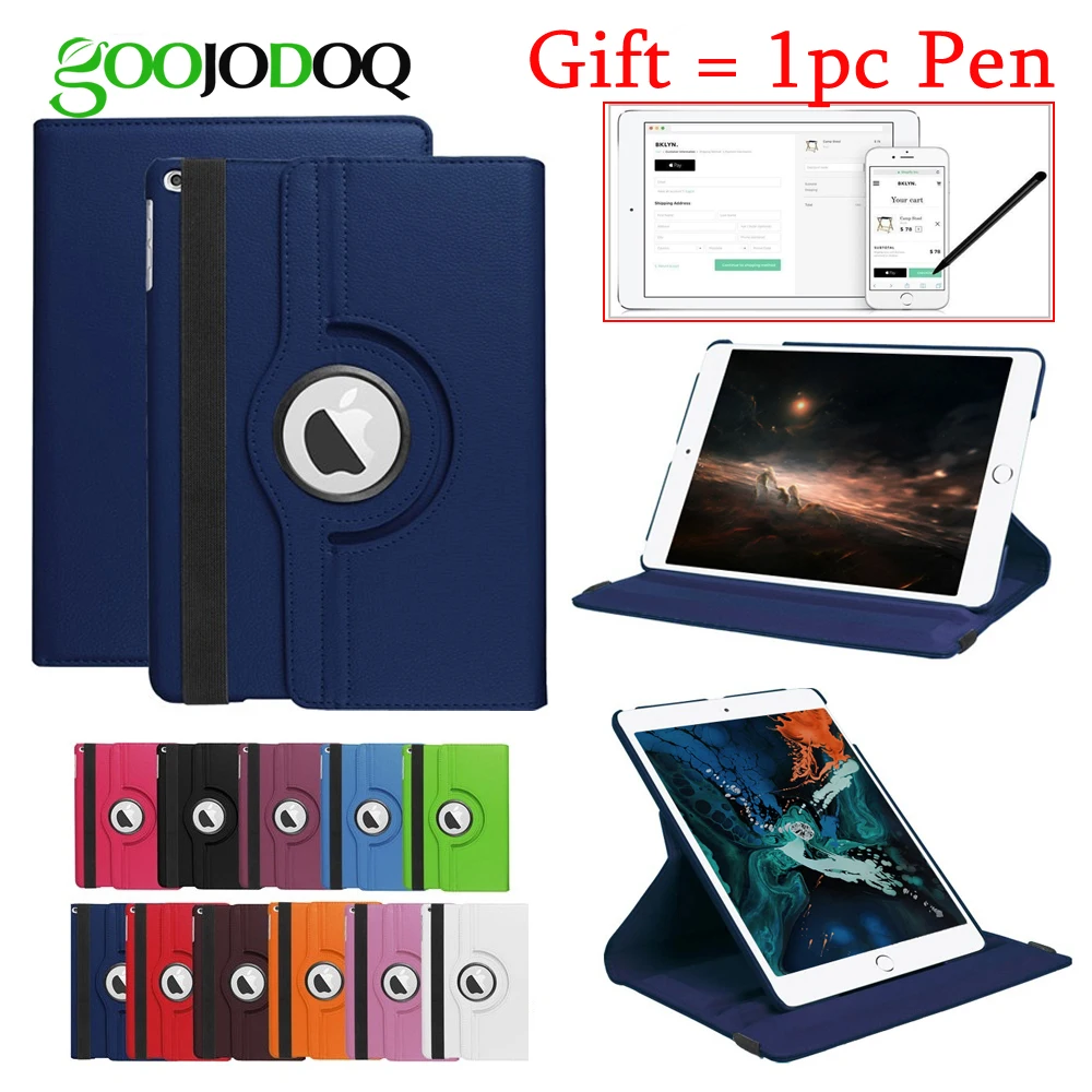 Чехол для iPad 9 7 2018 Apple Air 2 1 чехол 360 градусов вращающийся PU кожаный Coque Авто