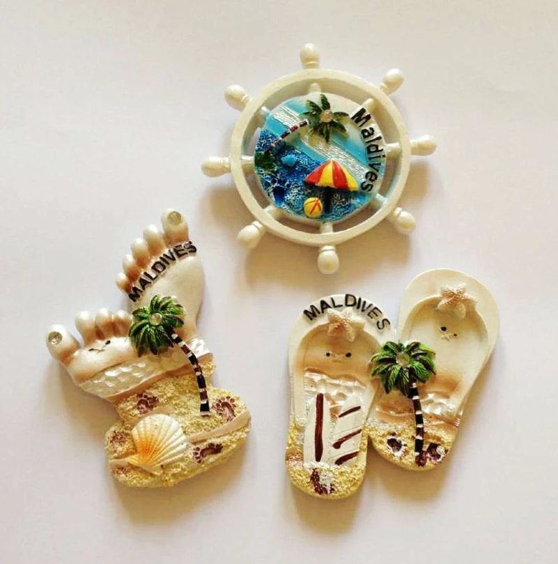Высококачественные Мальдивские тапочки с якорем и ножками 3D полимерные магниты