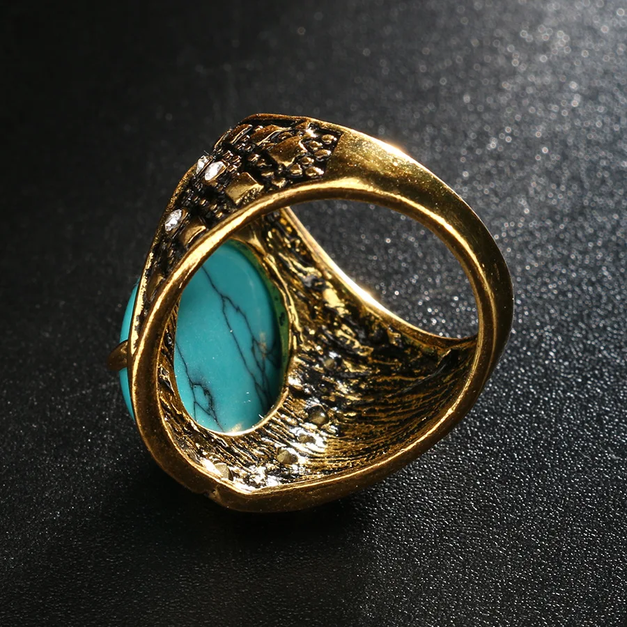 3 цвета Ретро панк натуральная бирюза Стразы Кольца мужские и женские винтажные