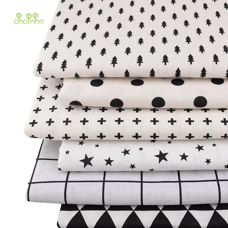 Chainho 6 шт./лот черно-белая серия Лоскутная печатная хлопчатобумажная льняная