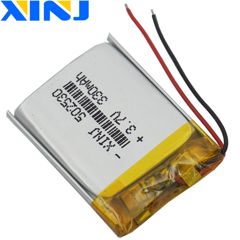 XINJ 5 шт. 3 7 в 330 мАч литий полимерный аккумулятор lipo cell 502530 для mp3 bluetooth наушники