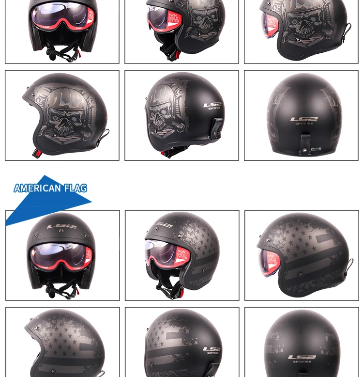 LS2 OF599 шлем Spitfire moto rcycle шлем jet винтажный шлем с открытым лицом Ретро 3/4 полушлем casco moto с 3 кнопками