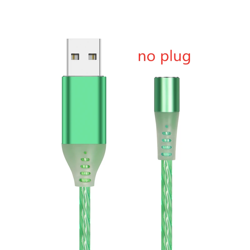 green no plug SUNPHG поток световой Магнитный кабель светодиодный светильник Micro USB шнур Тип C кабель зарядного устройства для iPhone samsung мобильный телефон зарядный провод - Цвет: green no plug