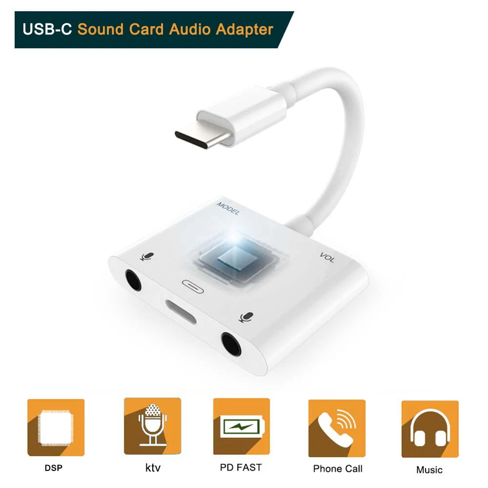 USB C к двойному 3 5 мм микрофонному разъему цифровой аудио караоке адаптер