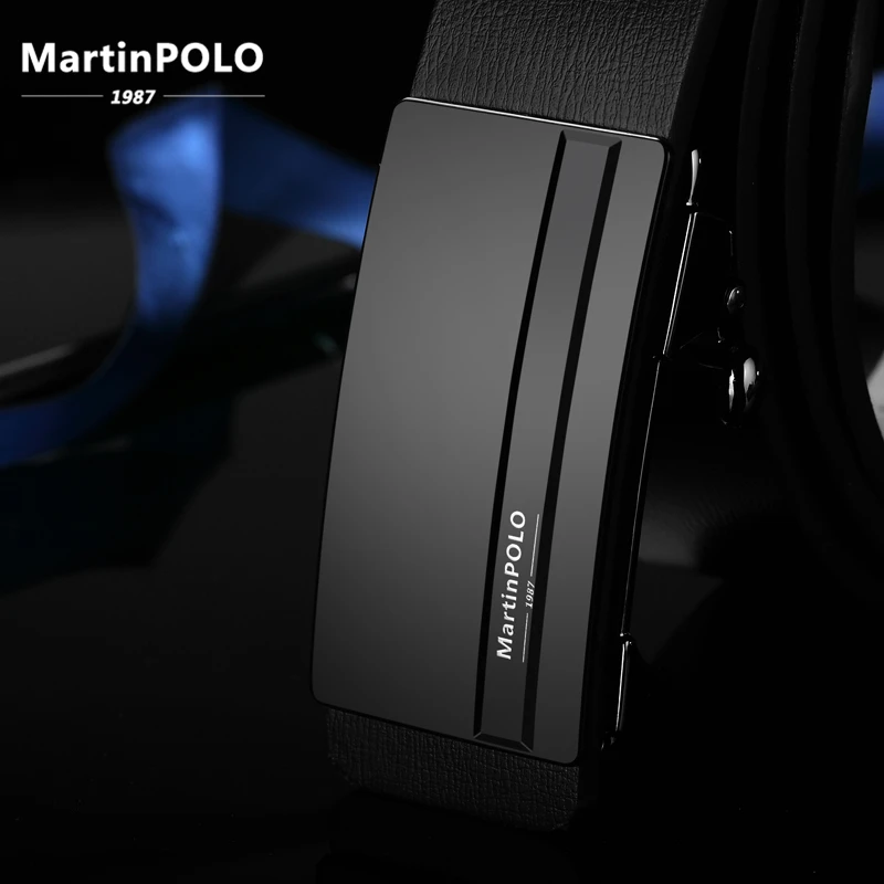Мужской ремень MartinPOLO кожаный с автоматической пряжкой для джинсов MP01201P|Мужские