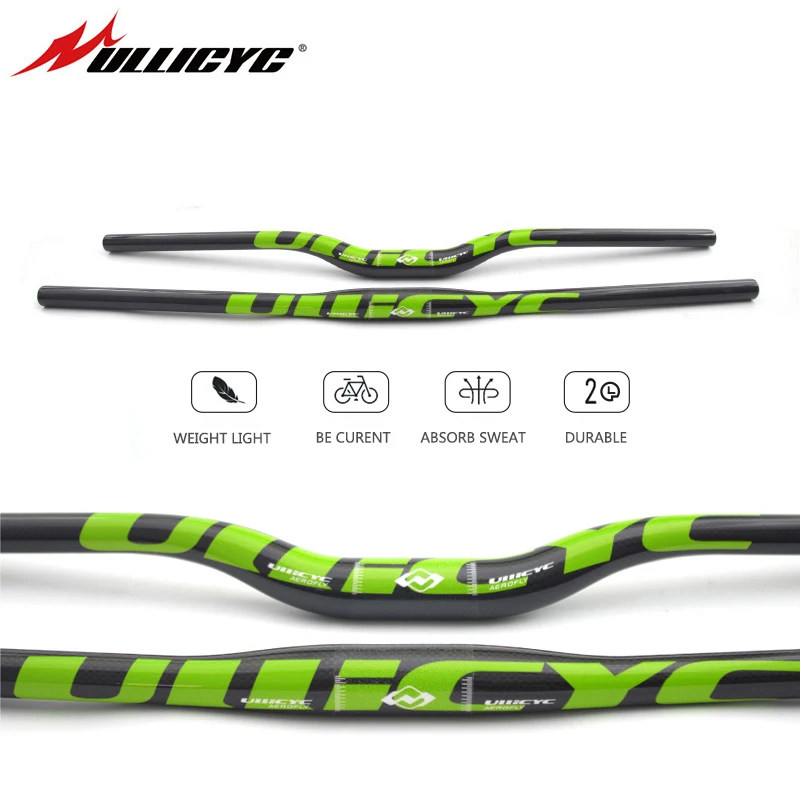 Руль для горного велосипеда Ullicyc Carbon MTB 3k глянцевый зеленый 31 8*600/640/660/680/700/720 мм