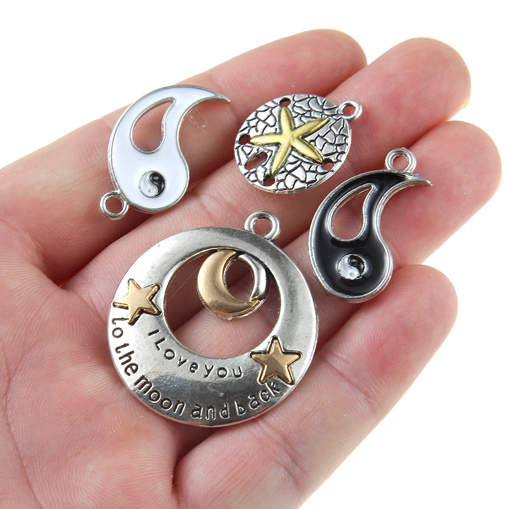 2018new charms сплетни Инь Ян Солнце Луна звезды цинка Подвеска из сплава для