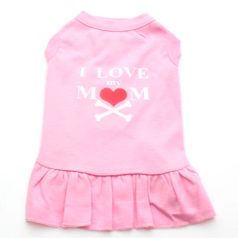 Платье для собаки жилет кошки и щенка летняя одежда из 100% хлопка дизайн Я люблю