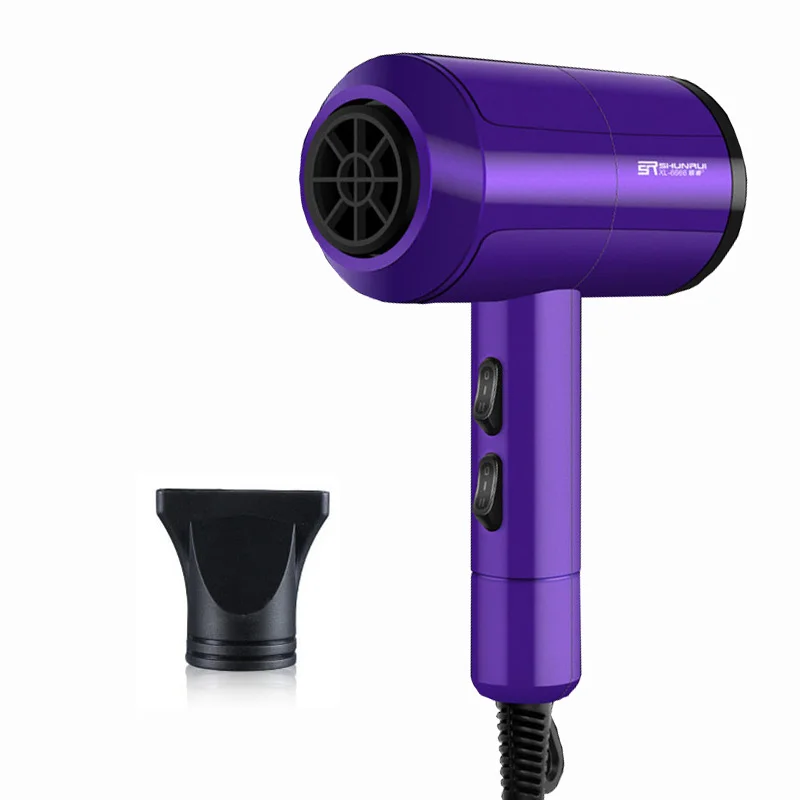 purple-2 in 1 Мощный профессиональный салонный фен для волос с отрицательными ионами, электрический фен, горячий/холодный ветер с насадкой для сбора воздуха D35 - Цвет: purple-2 in 1