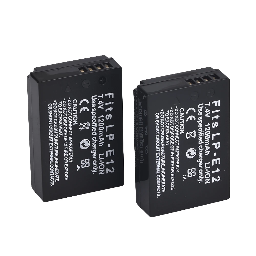 Высокое качество 7,4 V 1200 мА/ч, литий-ионный аккумулятор LP-E12 батарейный блок камеры LPE12 для цифровой однообъективной зеркальной камеры Canon EOS 100D EOS M M2