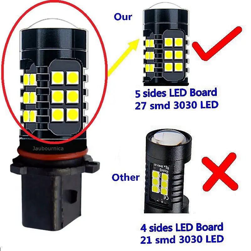 2 шт. супер яркие Автомобильные противотуманные фары P13W 1500Lm 27 SMD 3030 светодиодный